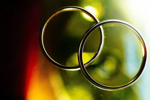 Two rings of wedding close up with blurred background Stock Illustration