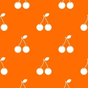 Two ripe cherry berries pattern seamless Stock Illustration