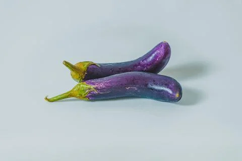 Two Ripe Eggplants on a white background. Stock Photos