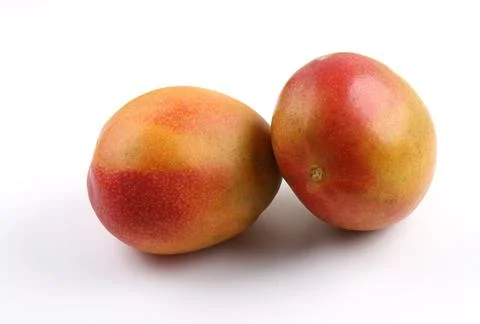 Two ripe mango isolated on white 스톡 사진