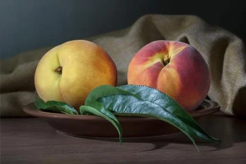 Two ripe peach Stock Photos