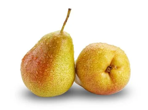 Two ripe pears isolated on white background. Stock Photos