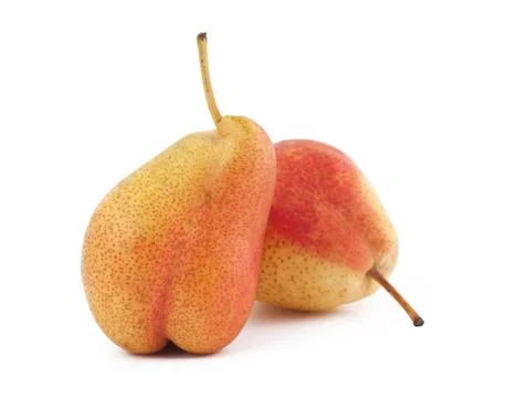 Two ripe pears on white background Stock Photos