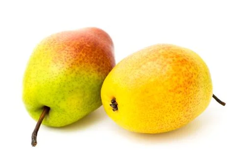 Two ripe pears on a white Stock Photos