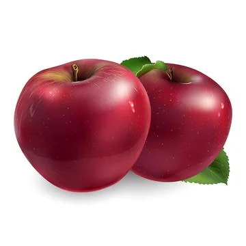 Two ripe red apples on a white background. Stock Illustration