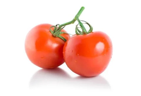 Two ripe tomatoes isolated Stock Photos