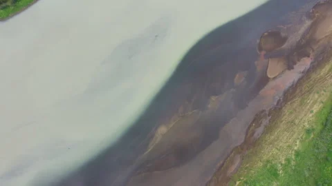 Two river meet, Stora Laxa - Hvita near the village Laugaras Stock Footage 341161800