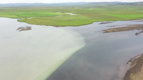 Two river meet, Stora Laxa - Hvita near Laugaras village Stock Footage 341161833