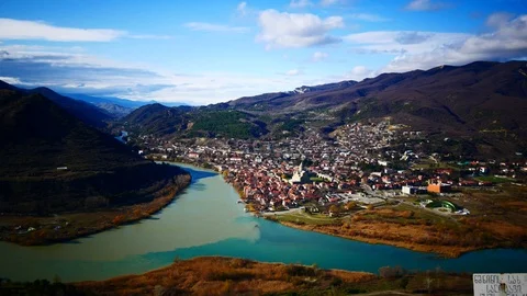 Two rivers merge into one Stock Footage 105294829