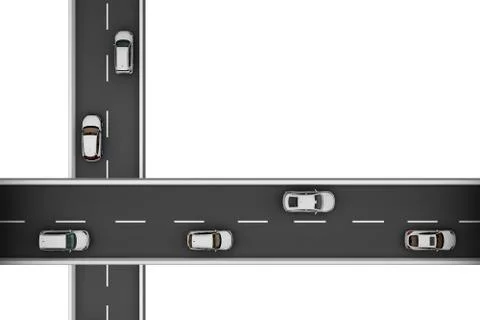 Two roads at right angles at different heights Stock Illustration