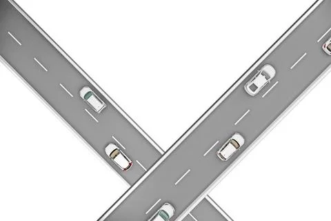 Two roads at right angles at different heights Stock Illustration