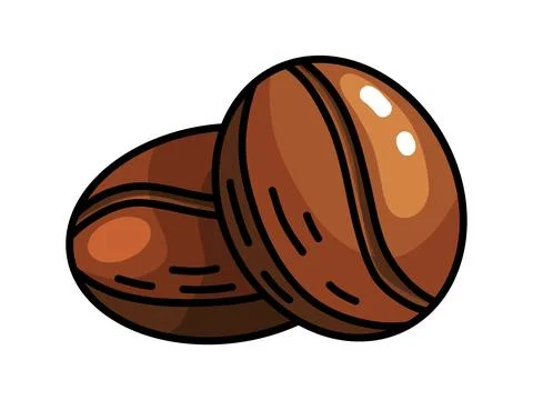 Two Roasted Coffee Beans Hand Drawn Doodle Stock Illustration