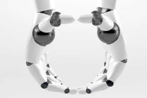 Two Robotic hands together Stock Illustration