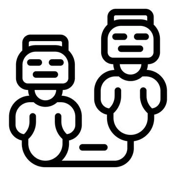 Two robots connected by cable sharing data through interface Stock Illustration