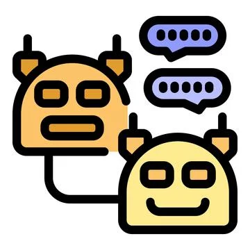 Two robots exchanging messages, communicating with artificial intelligence Stock Illustration