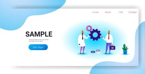 Two robots holding cog wheel brainstorming process artificial intelligence te Stock Illustration
