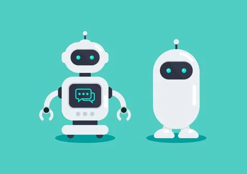 Two robots in vector illustration Stock Illustration