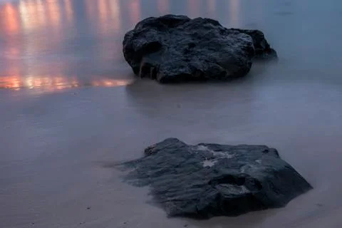 Two Rocks Cornish Coast Night Stock Photos