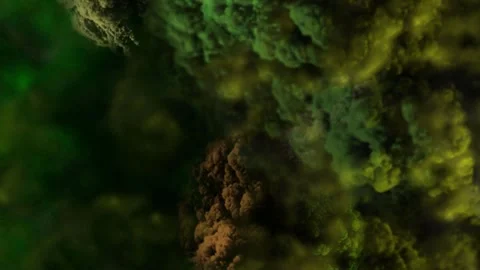 Two rocks of different shades of yellow-green against a black background. Stock Footage 303840730