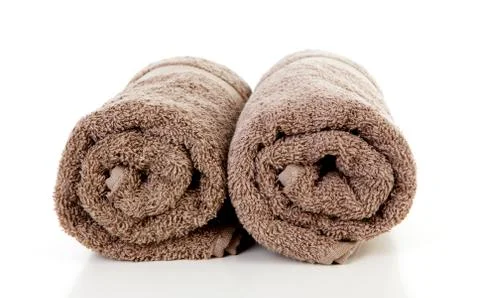 Two rolled brown towels Foto stock