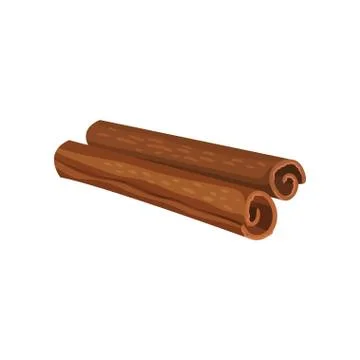 Two rolled cinnamon sticks. Aromatic condiment. Fragrant spice. Cooking Ilustración de archivo