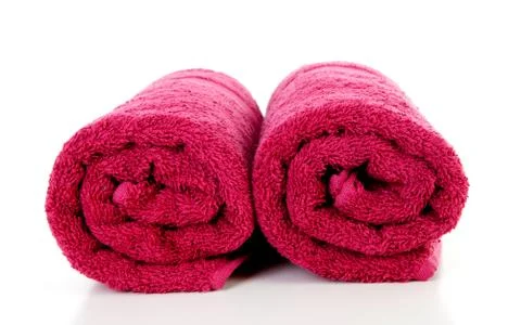 Two rolled red towels Foto stock