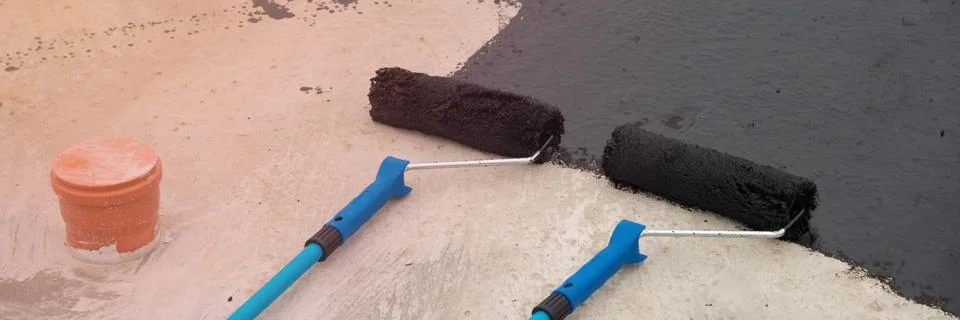 Two roller brush, tools for install waterproofing Stock Photos