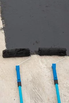 Two roller brush, tools for install waterproofing Foto stock