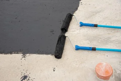 Two roller brush, tools for install waterproofing Stock Photos