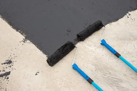 Two roller brush, tools for install waterproofing Stock Photos