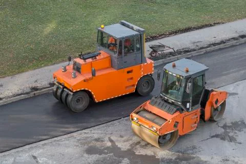 Two roller compactor machines Stock Photos