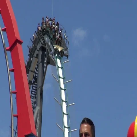 Two rollercoaster rides on an amusement park Video stock 69733854