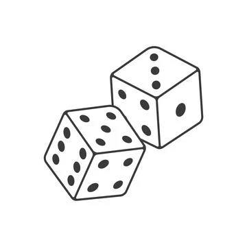 Two Rolling Dice Black White Vector Illustration Stock Illustration