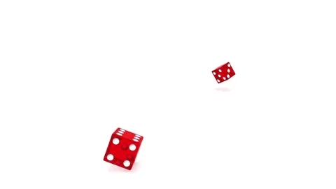 Two rolling transparent red dices Stock Footage 74670432