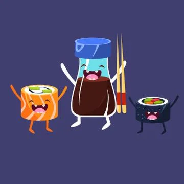 Two Rolls And Soy Stock Illustration