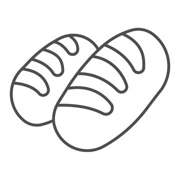 Two rolls of bread thin line icon, englishbreakfast concept, loaves vector sign Stock Illustration