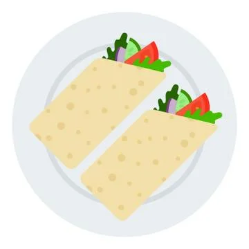 Two rolls of vegetarian shawarma vector icon flat isolated Stock Illustration