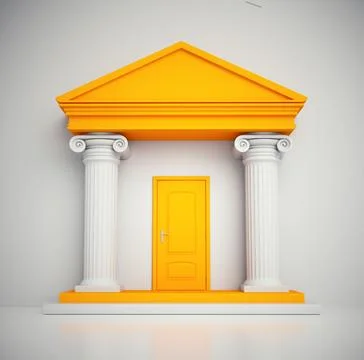 Two Roman columns and a closed door. Stock Illustration