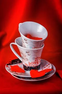 Two romantic cups for coffee Stock Photos