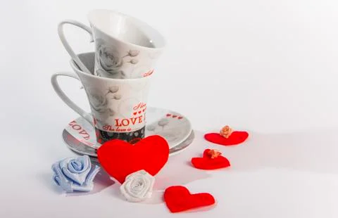 Two romantic cups for coffee Stock Photos