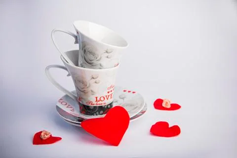 Two romantic cups for coffee Stock Photos