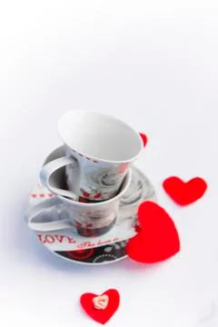 Two romantic cups for coffee Stock Photos