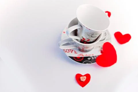 Two romantic cups for coffee Stock Photos
