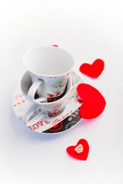 Two romantic cups for coffee Stock Photos