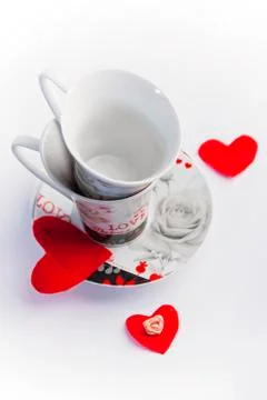 Two romantic cups for coffee Stock Photos