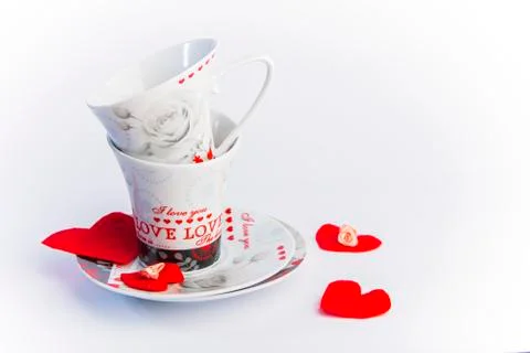 Two romantic cups for coffee Stock Photos