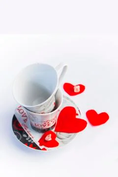 Two romantic cups for coffee Stock Photos
