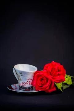 Two romantic cups for coffee Stock Photos