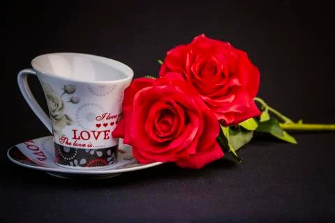 Two romantic cups for coffee Stock Photos