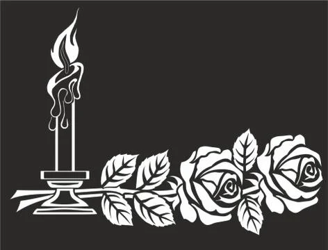 Two roses and a candle Stock Illustration